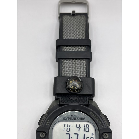 Timex Expedition Indiglo Digital Day/Date Chrono Compass Band Watch- New Battery - Picture 4 of 9